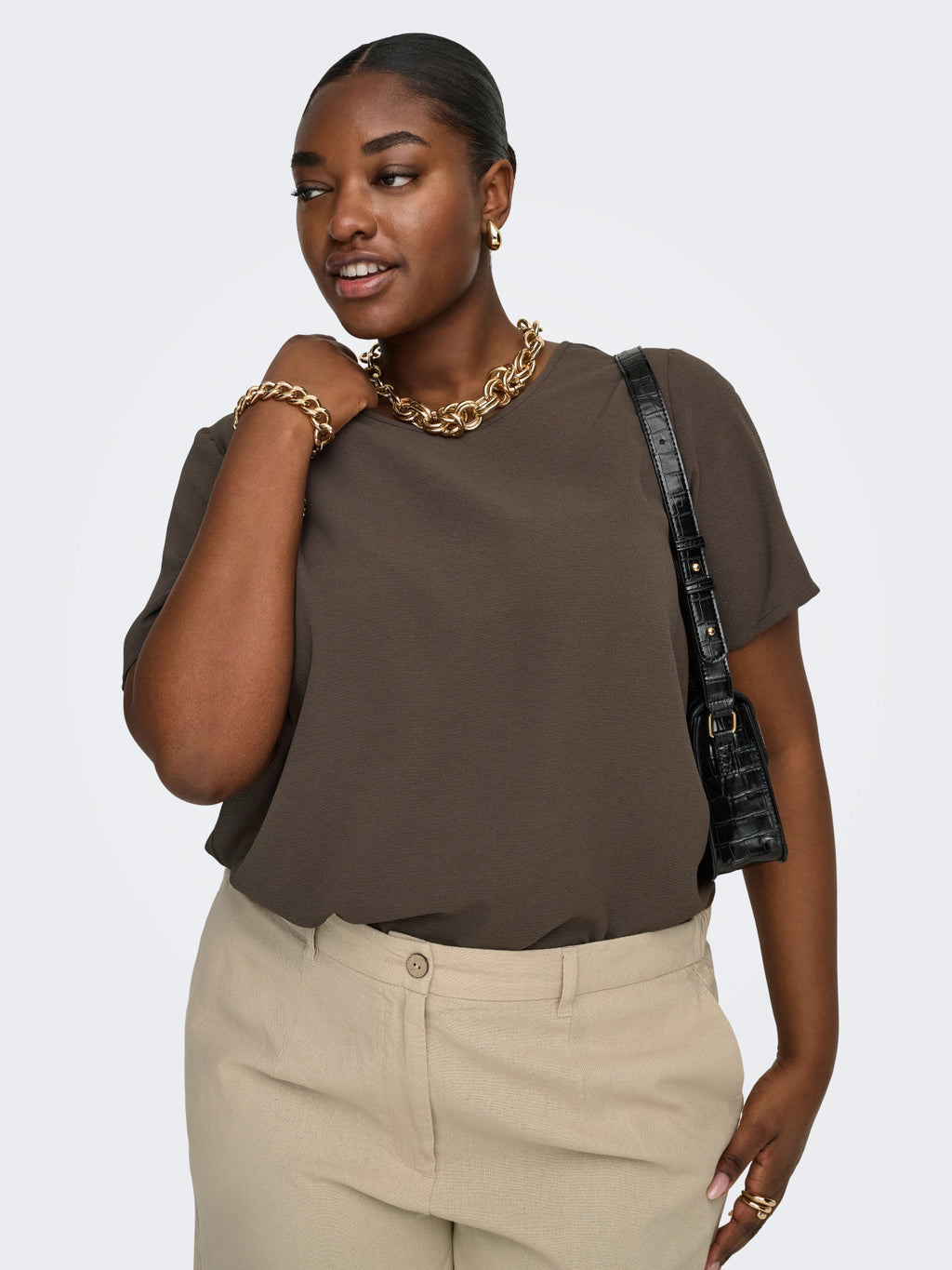 CARVICA S/S TOP WVN NOOS Chocolate Martini