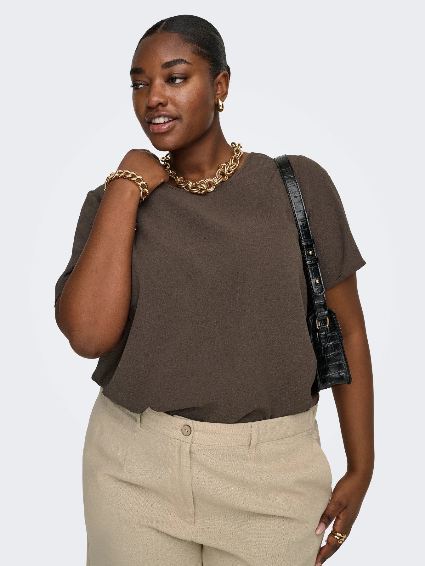 CARVICA S/S TOP WVN NOOS Chocolate Martini