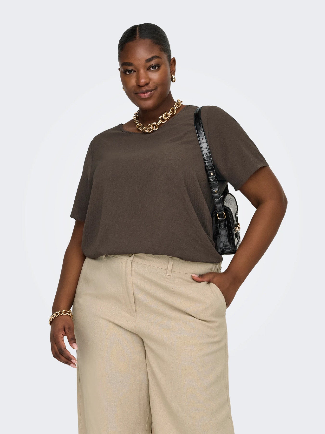 CARVICA S/S TOP WVN NOOS Chocolate Martini