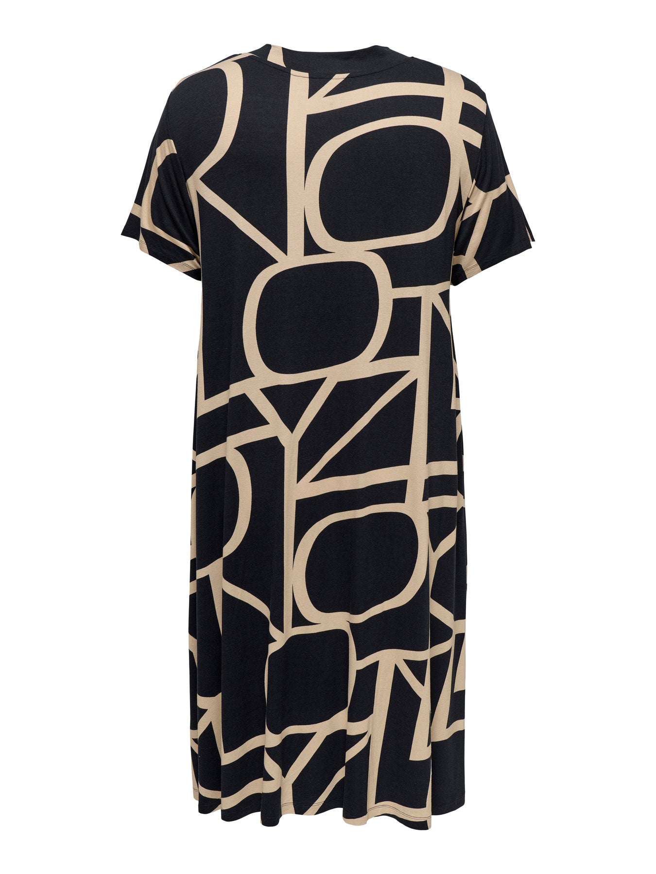 CARFYRLA S/S V-NECK BLK AOP DRESS NOOS
