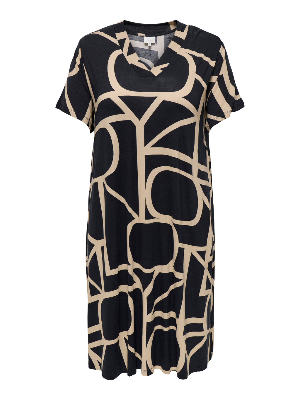 CARFYRLA S/S V-NECK BLK AOP DRESS NOOS