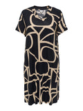 CARFYRLA S/S V-NECK BLK AOP DRESS NOOS