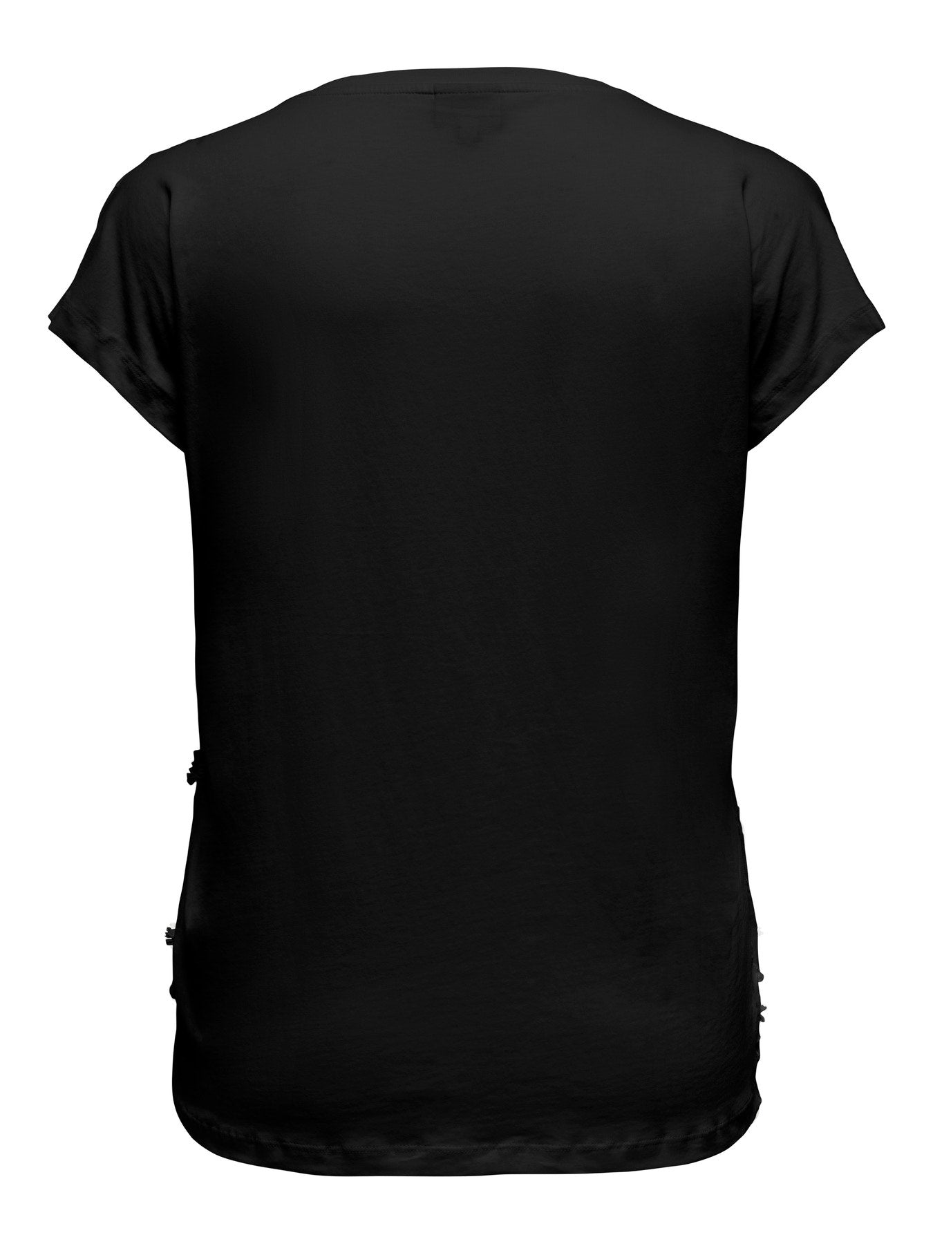 CARLULU S/S V-NECK TOP BOX JRS Black 3d Flower