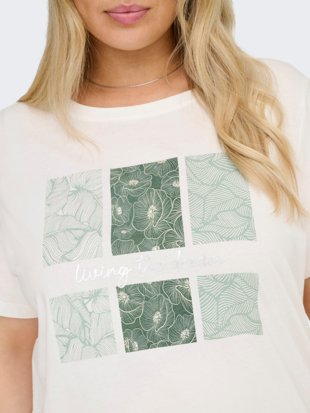 CARCRUZ SS O-NECK REG TEE JRS Cloud Dancer Living the dream