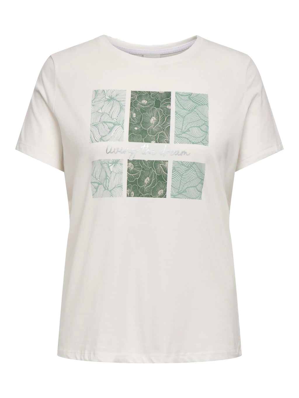 CARCRUZ SS O-NECK REG TEE JRS Cloud Dancer Living the dream