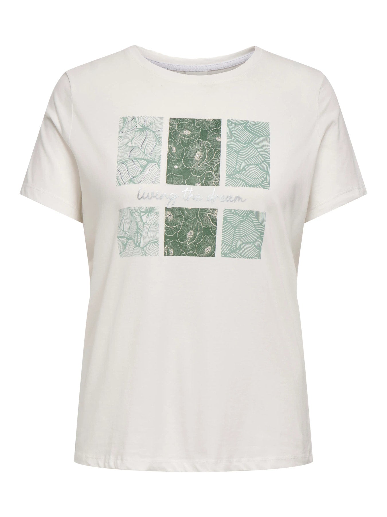 CARCRUZ SS O-NECK REG TEE JRS Cloud Dancer Living the dream