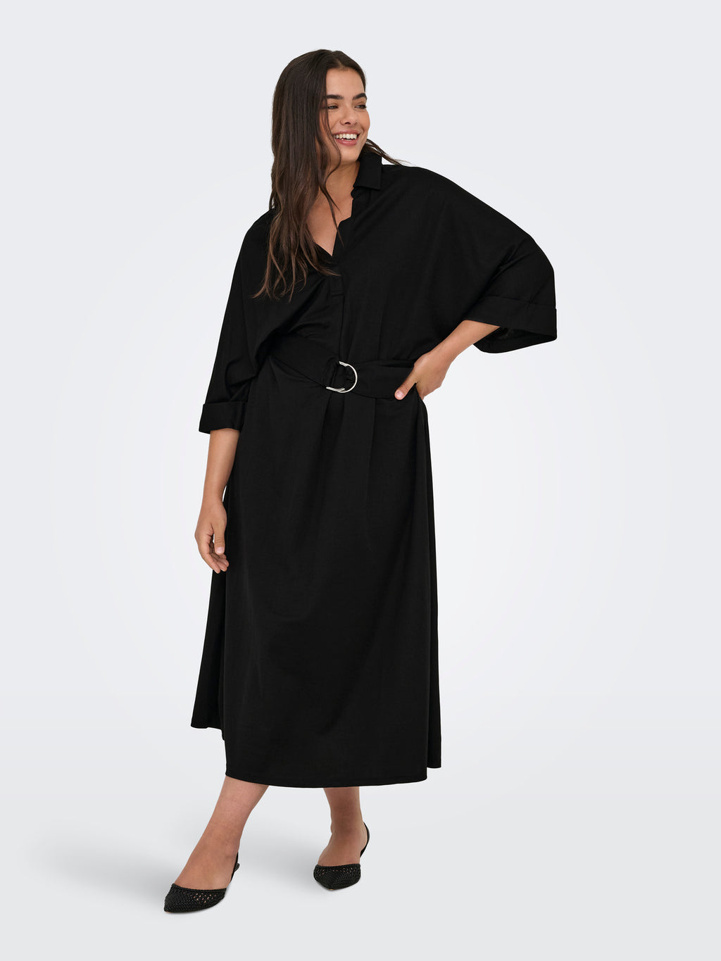 CARJOLLY 2/4 SLEEVE BLK DRESS JRS