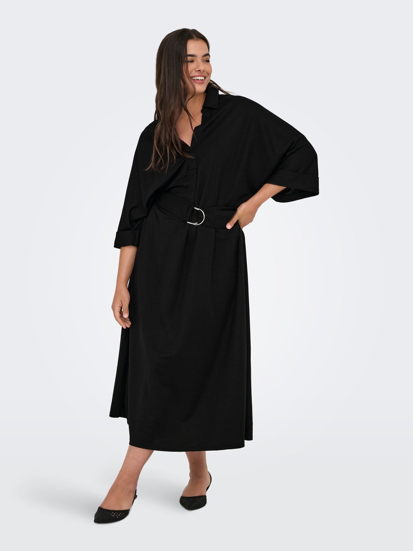 CARJOLLY 2/4 SLEEVE BLK DRESS JRS