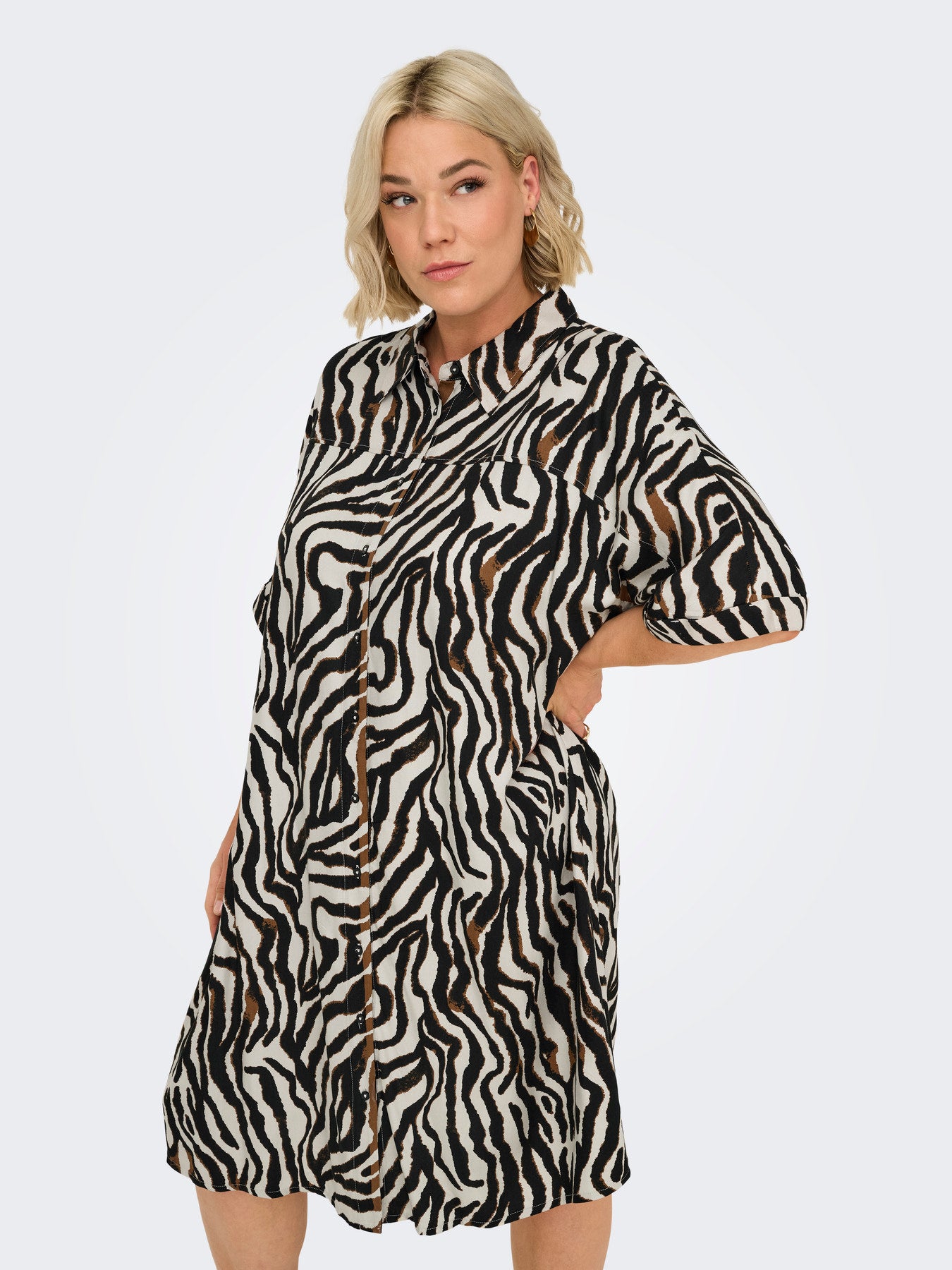 CARBERTE LIFE 2/4 BLK SHIRT DRESS AOP