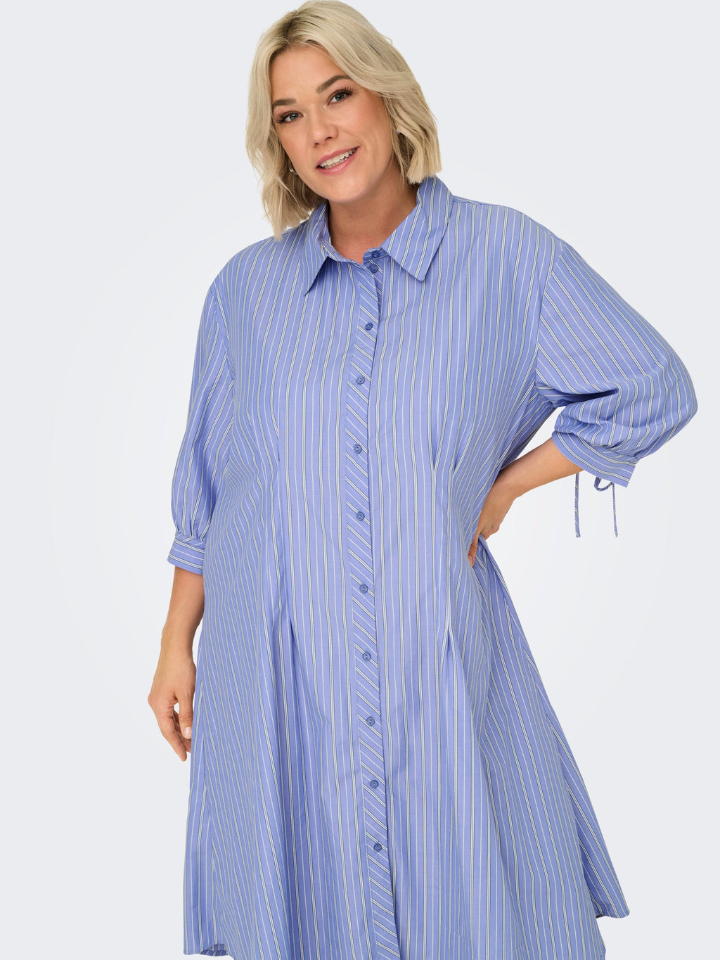 CARBJORG 3/4 SHIRT DRESS BLK WVN