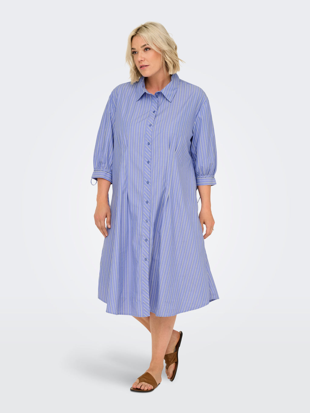 CARBJORG 3/4 SHIRT DRESS BLK WVN