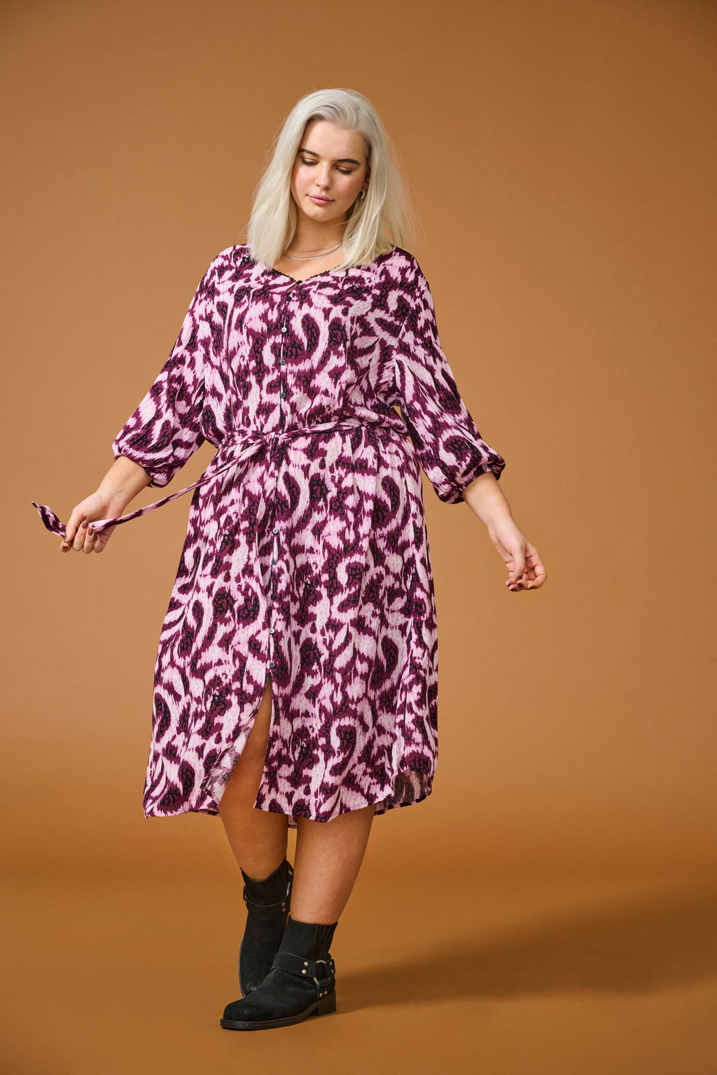 CARTYLA LIFE 3/4 BLK DRESS AOP