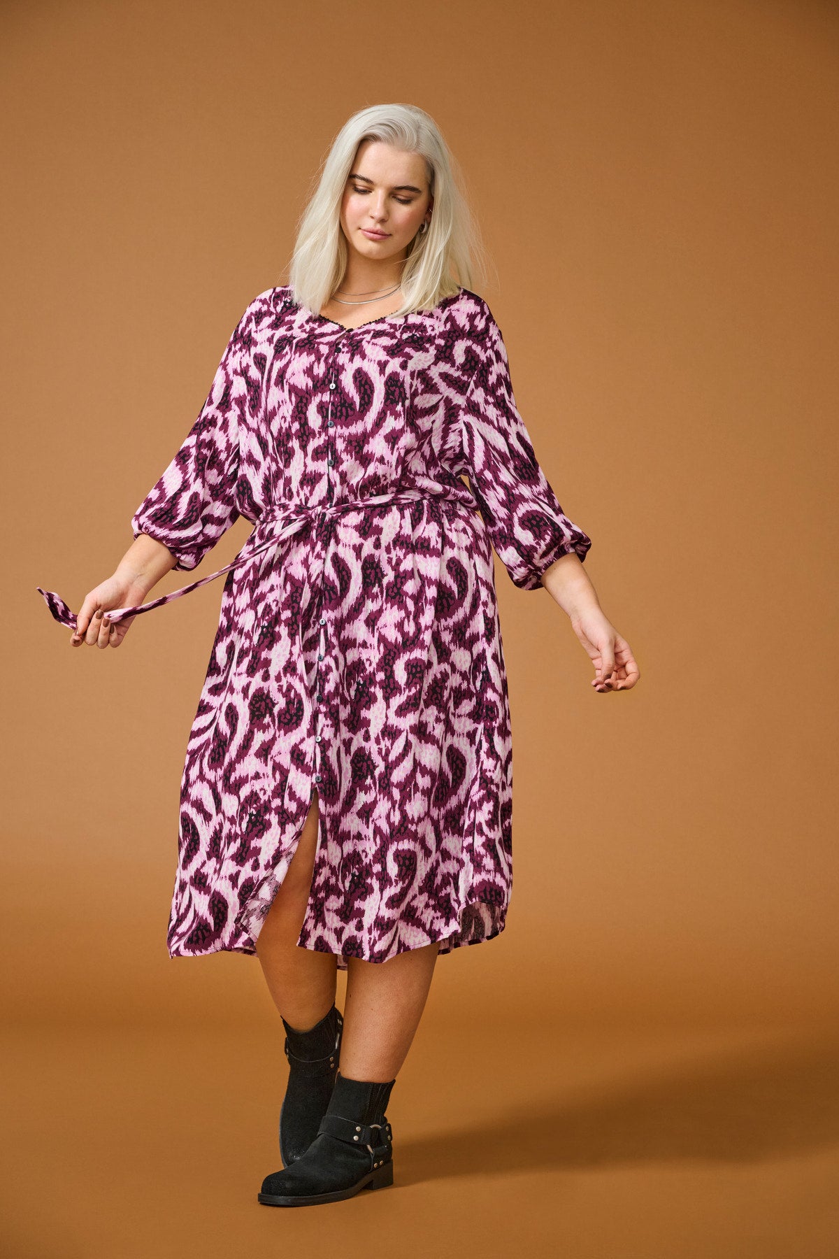 CARTYLA LIFE 3/4 BLK DRESS AOP