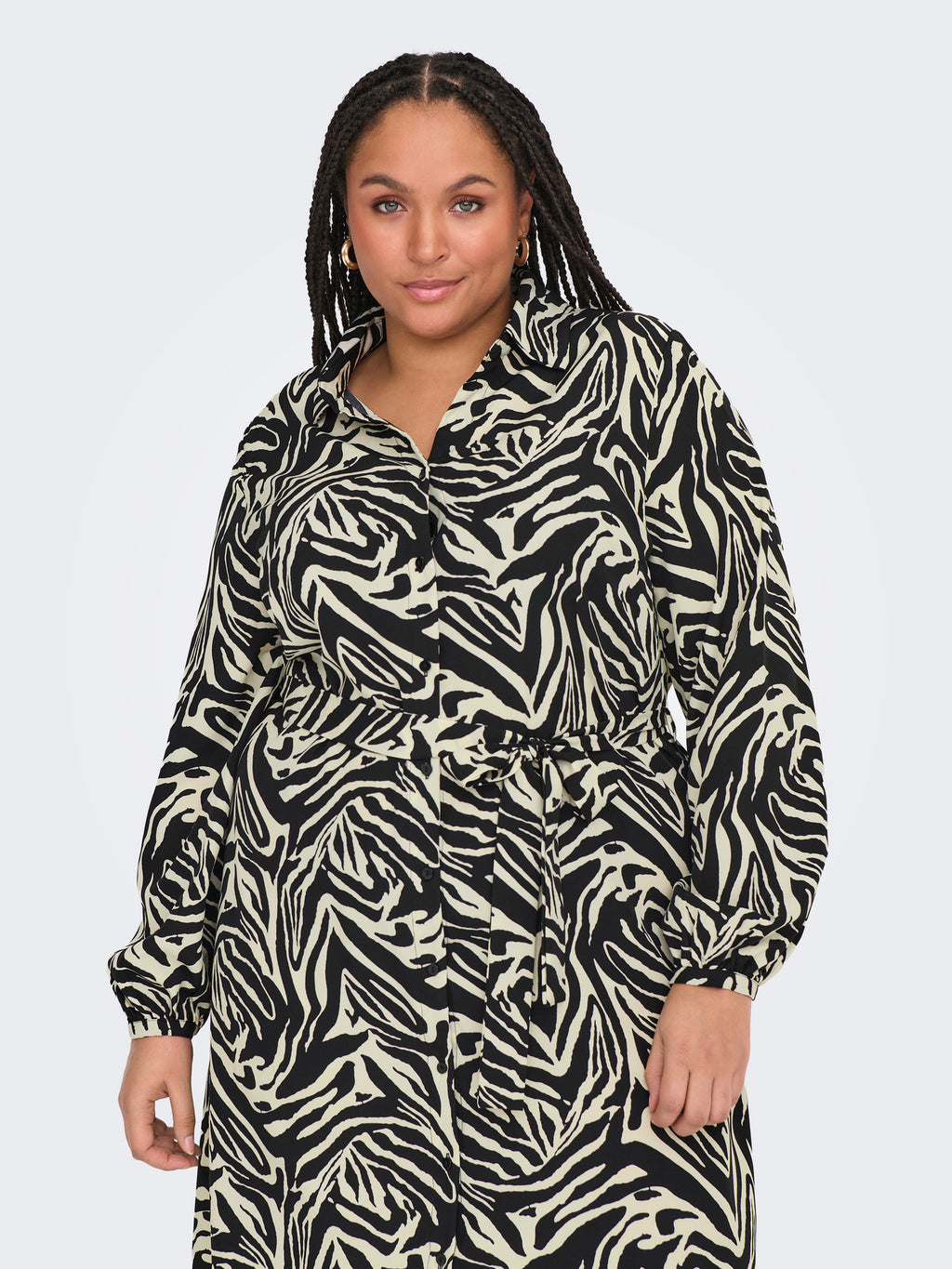 CARGRAPHIE L/S SHIRT BELT DRESS AOP