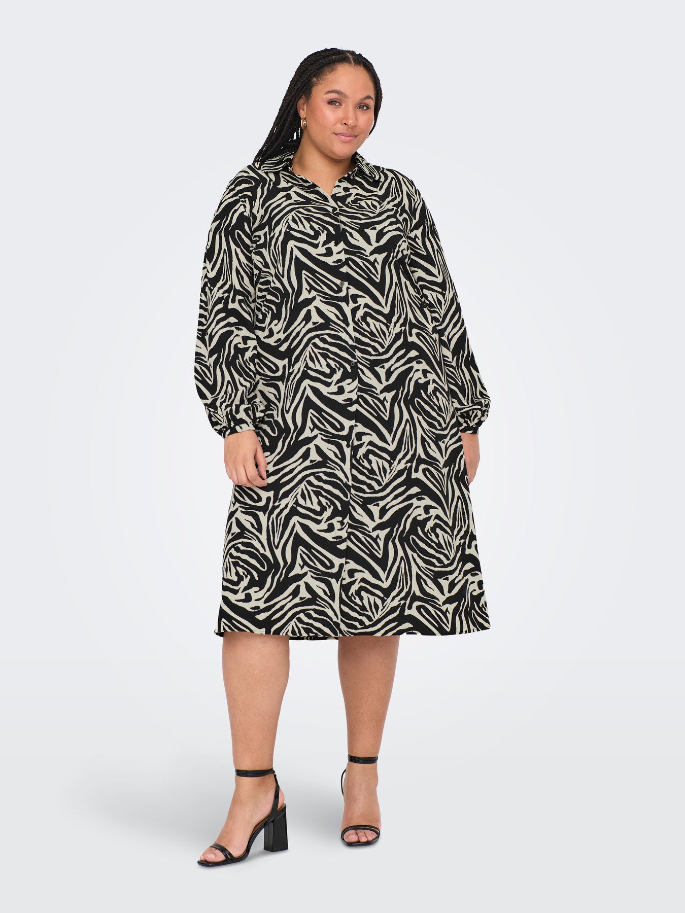 CARGRAPHIE L/S SHIRT BELT DRESS AOP