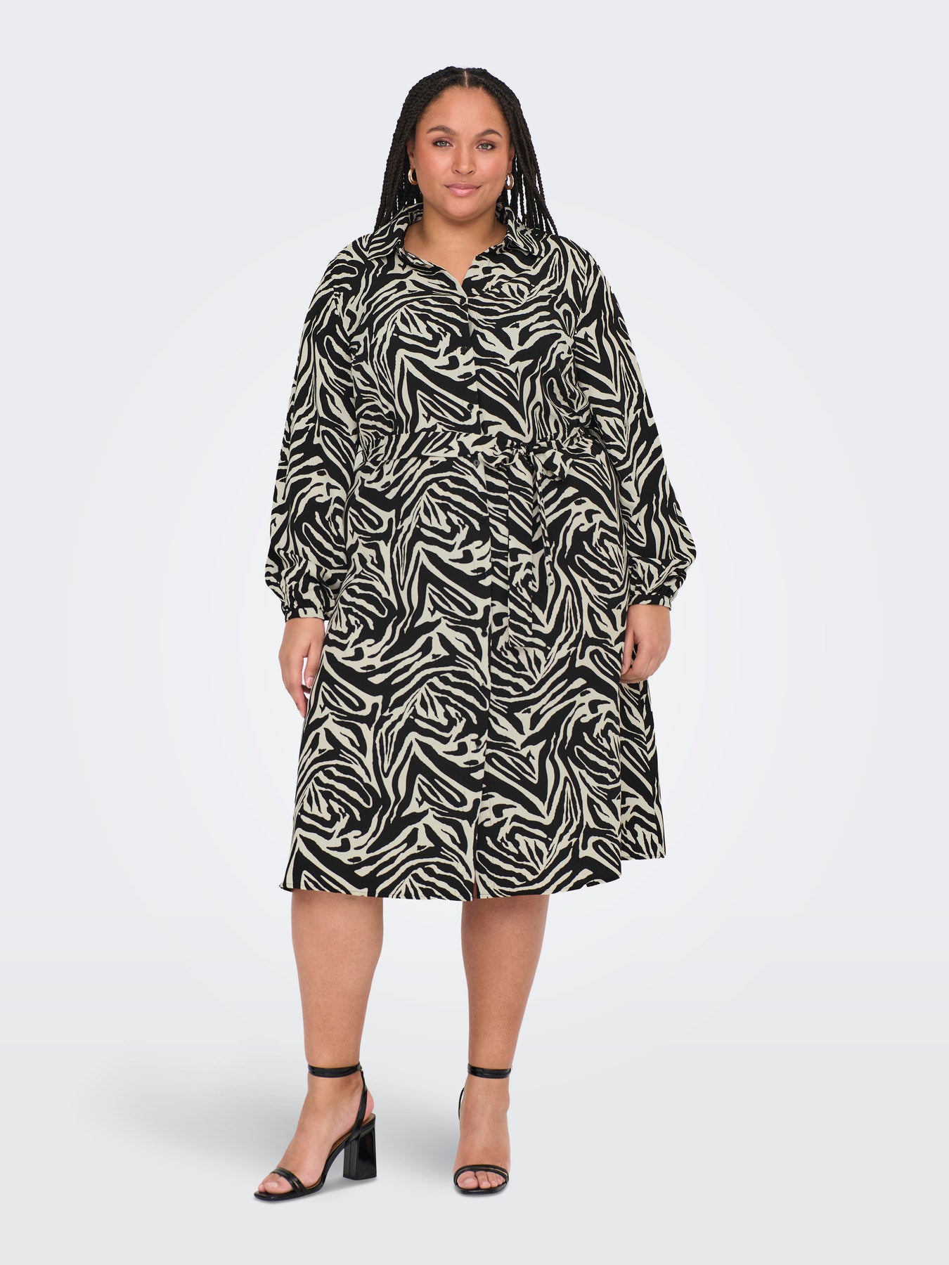 CARGRAPHIE L/S SHIRT BELT DRESS AOP