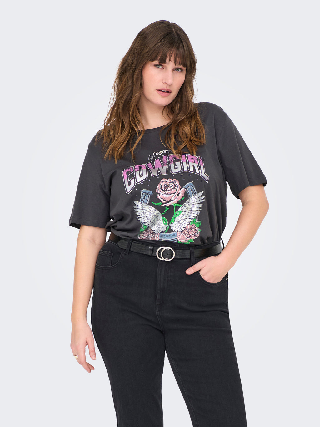 CARKONI FOIL S/S O-NECK TOP JRS