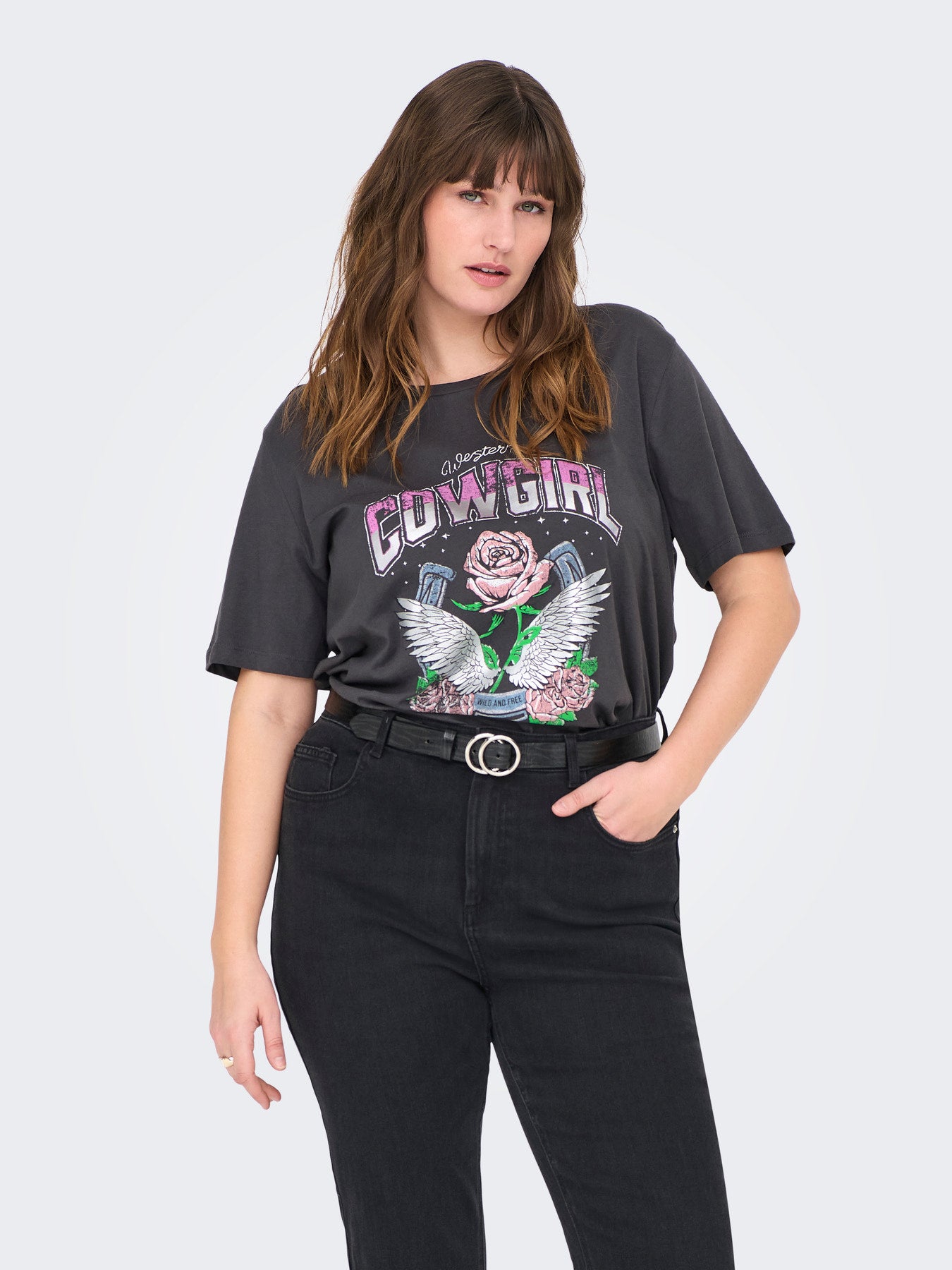 CARKONI FOIL S/S O-NECK TOP JRS