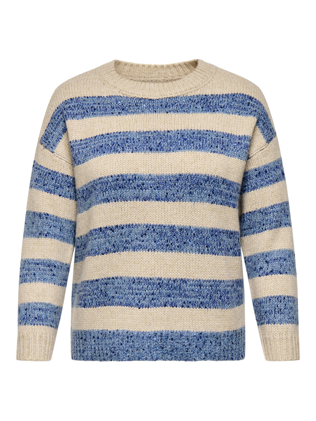 CARDUNDEE LIFE LS SEQ STRIPE O-NECK KNT Blauw