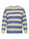 CARDUNDEE LIFE LS SEQ STRIPE O-NECK KNT Blauw