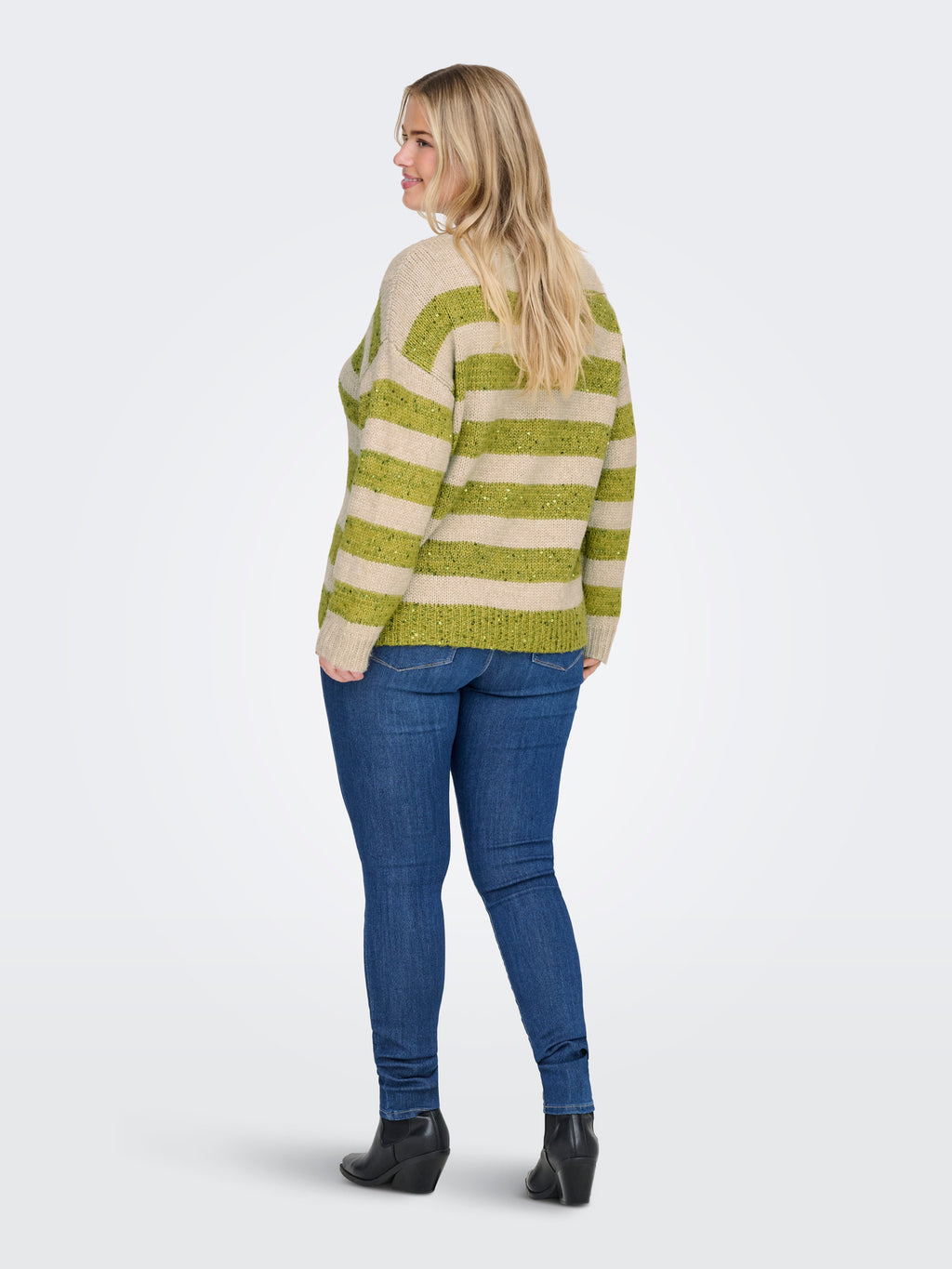 CARDUNDEE LIFE LS SEQ STRIPE O-NECK KNT Groen