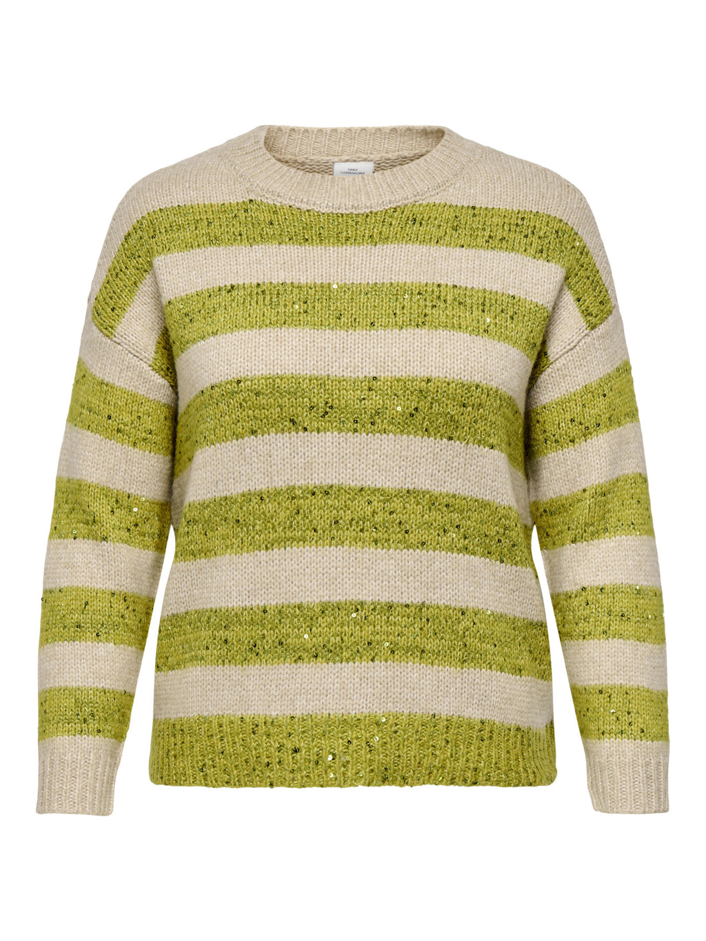 CARDUNDEE LIFE LS SEQ STRIPE O-NECK KNT Groen