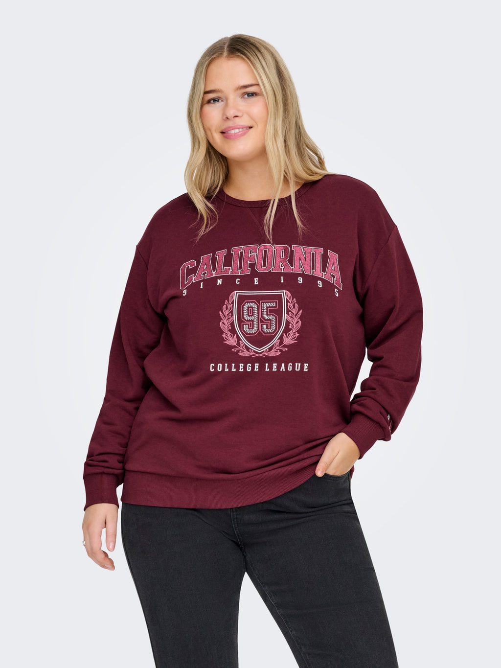 CARBEN L/S O-NECK SWEAT JRS Rood