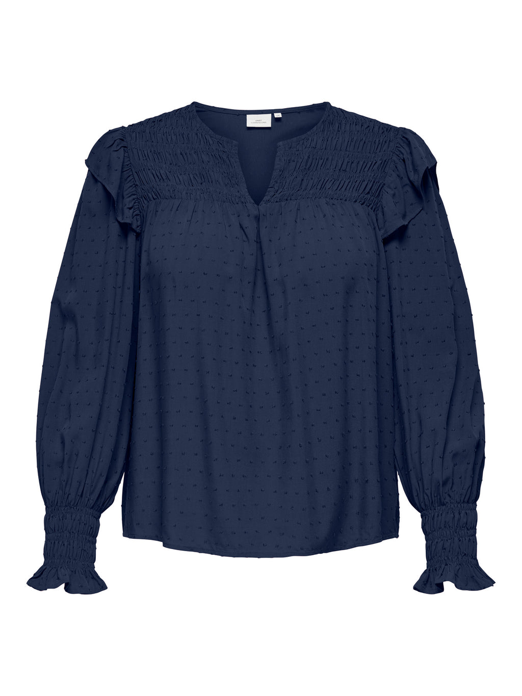 CARLIDA LS V-NECK SMOCK TOP WVN