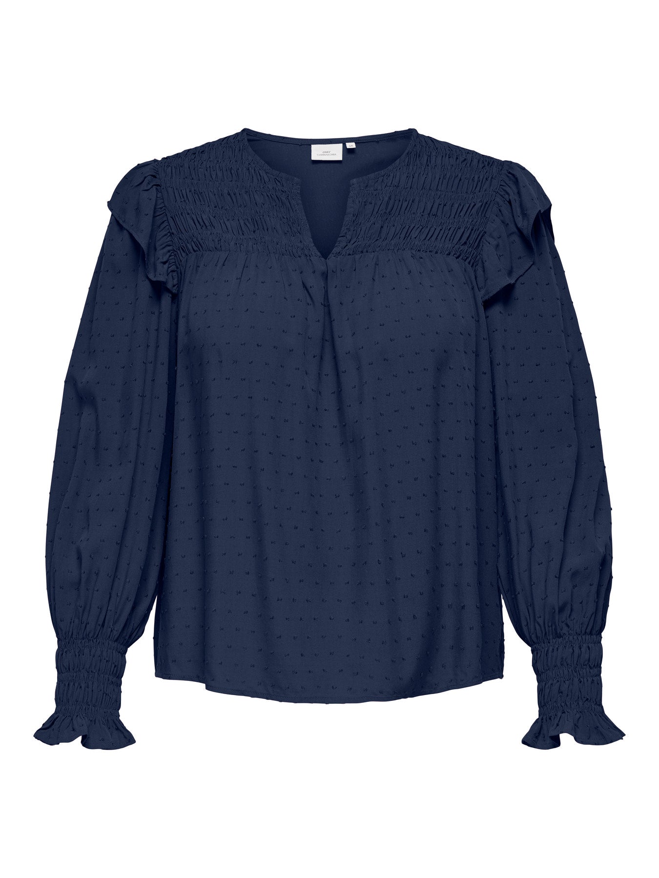 CARLIDA LS V-NECK SMOCK TOP WVN