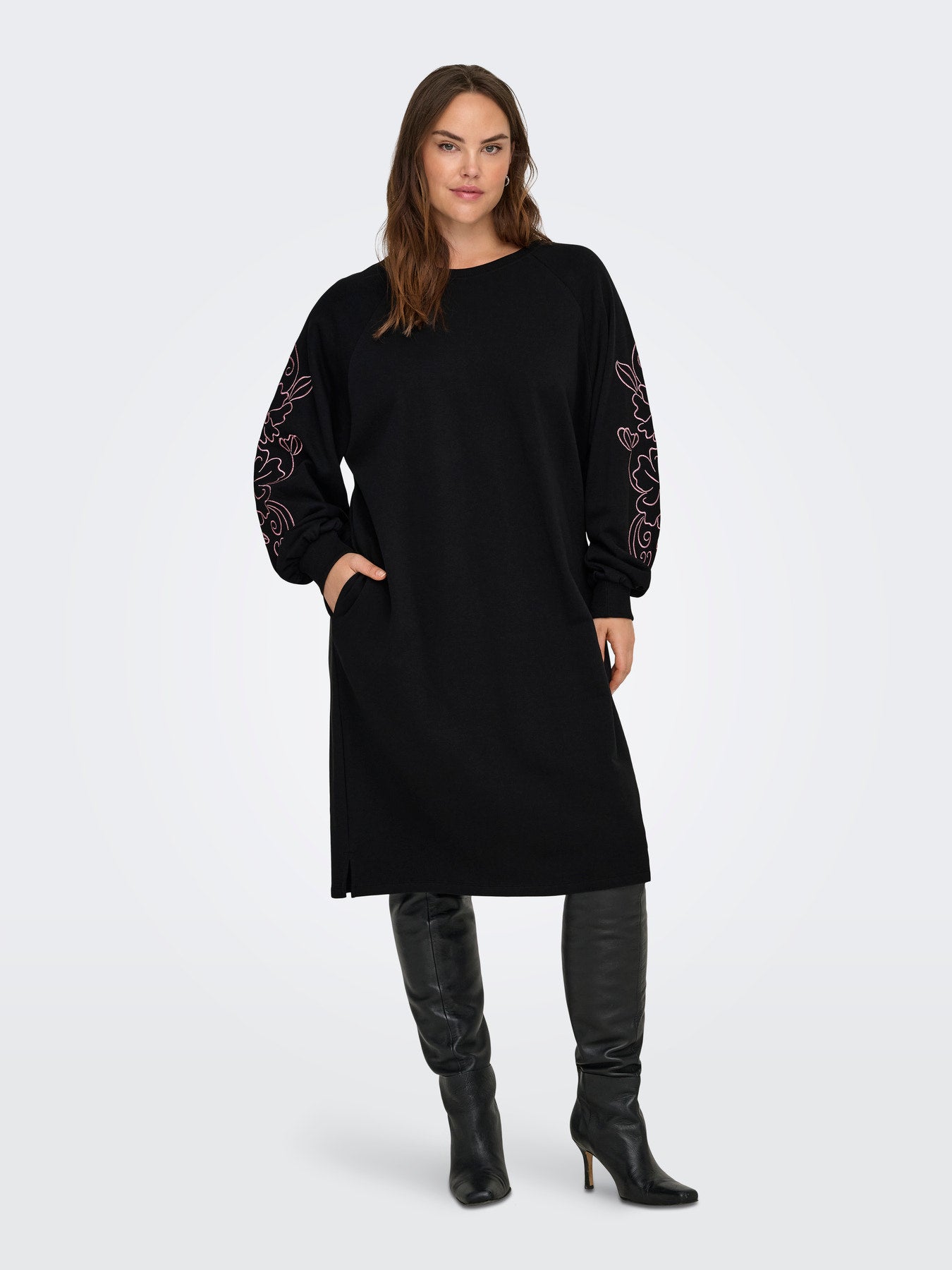 CARELLE L/S O-NECK ABOVE KNEE DRESS JRS