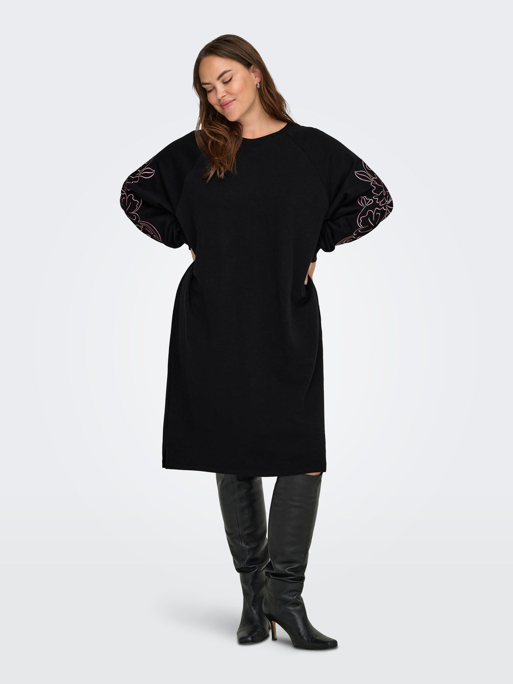 CARELLE L/S O-NECK ABOVE KNEE DRESS JRS