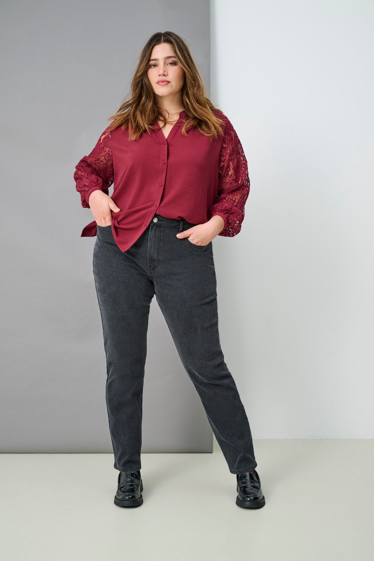 CAREMILY GLITTER HW STRAIGHT DNM MAE