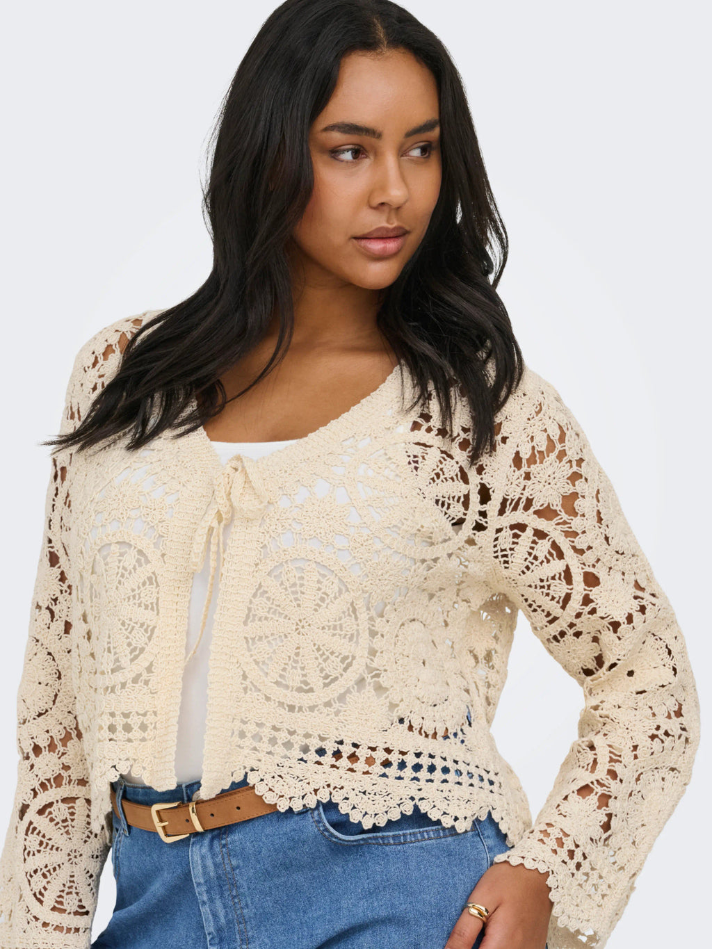 CARWATERLY LS CROCHE TIE CARDIGAN