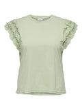 CARMACY S/S O-NECK MIX TOP JRS Laurel Green