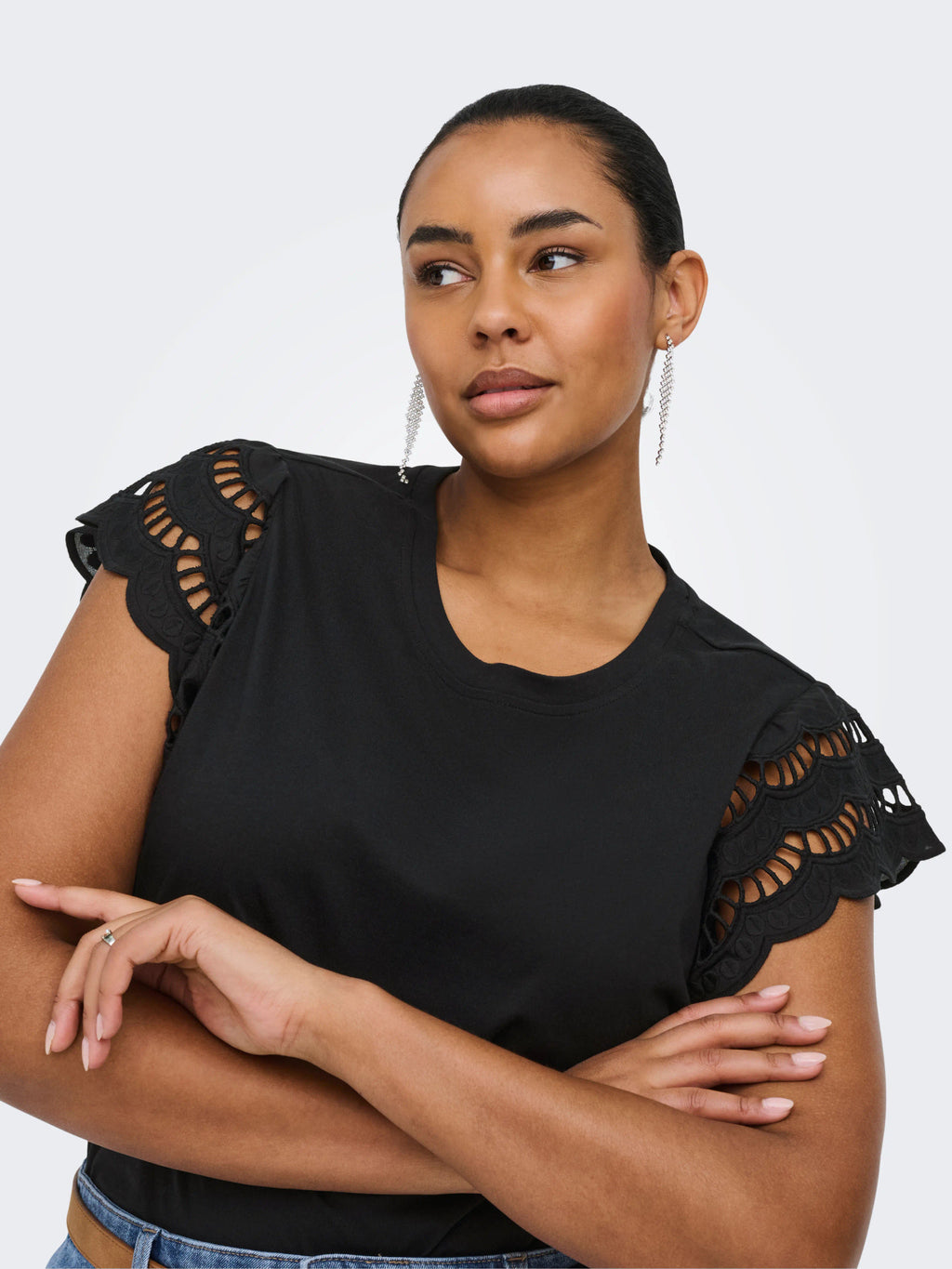 CARMACY S/S O-NECK MIX TOP JRS Black