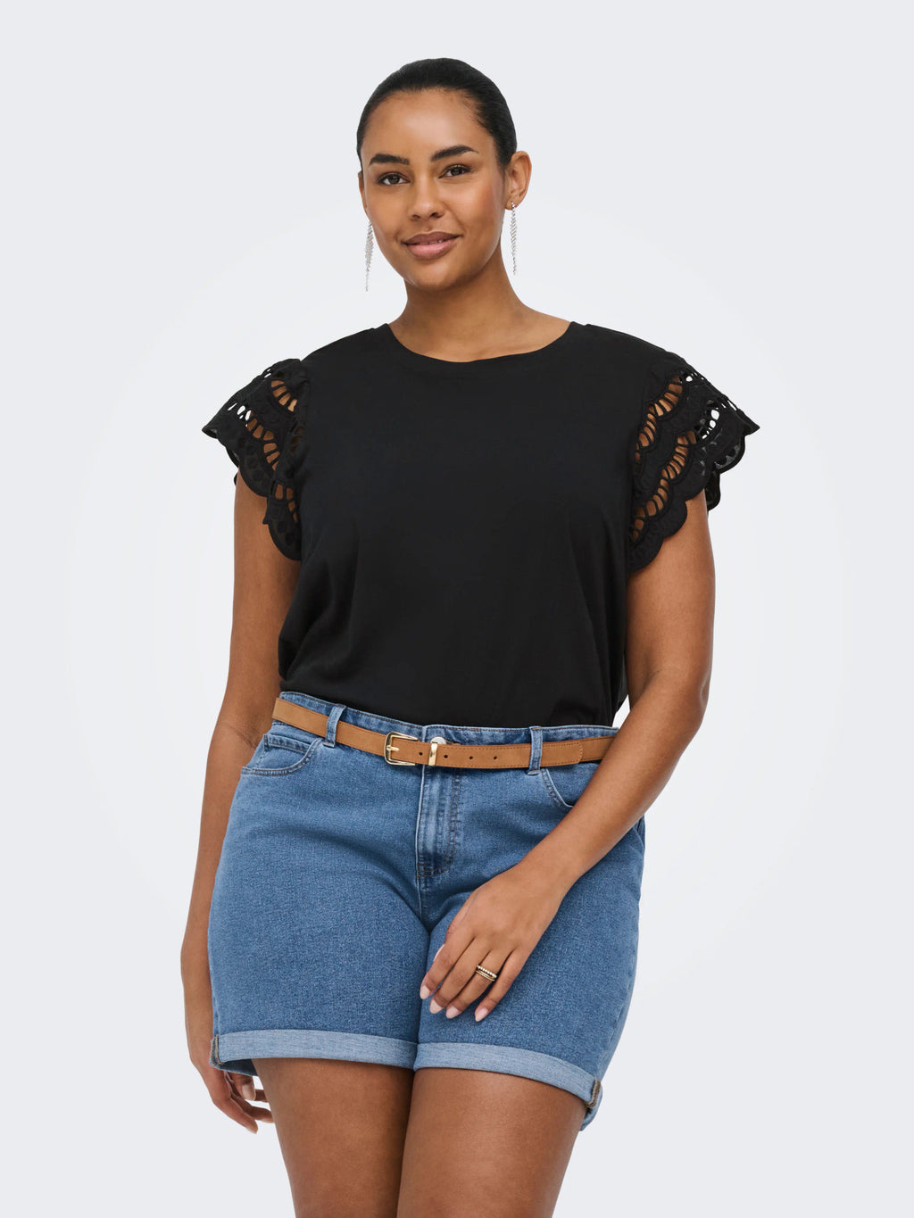 CARMACY S/S O-NECK MIX TOP JRS Black