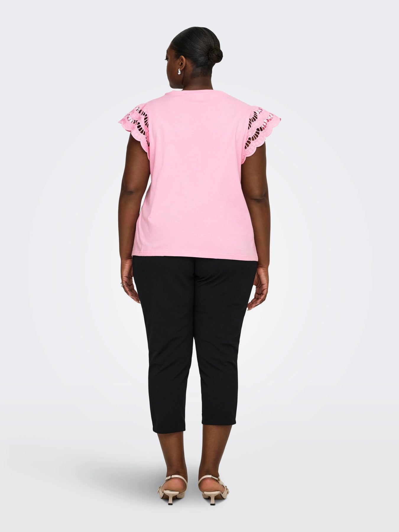 CARMACY S/S O-NECK MIX TOP JRS Romance Rose