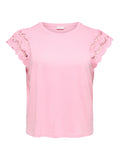 CARMACY S/S O-NECK MIX TOP JRS Romance Rose