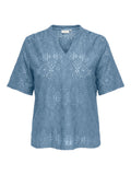 CARHELLEN S/S V-NECK BLOUSE JRS Faded Denim