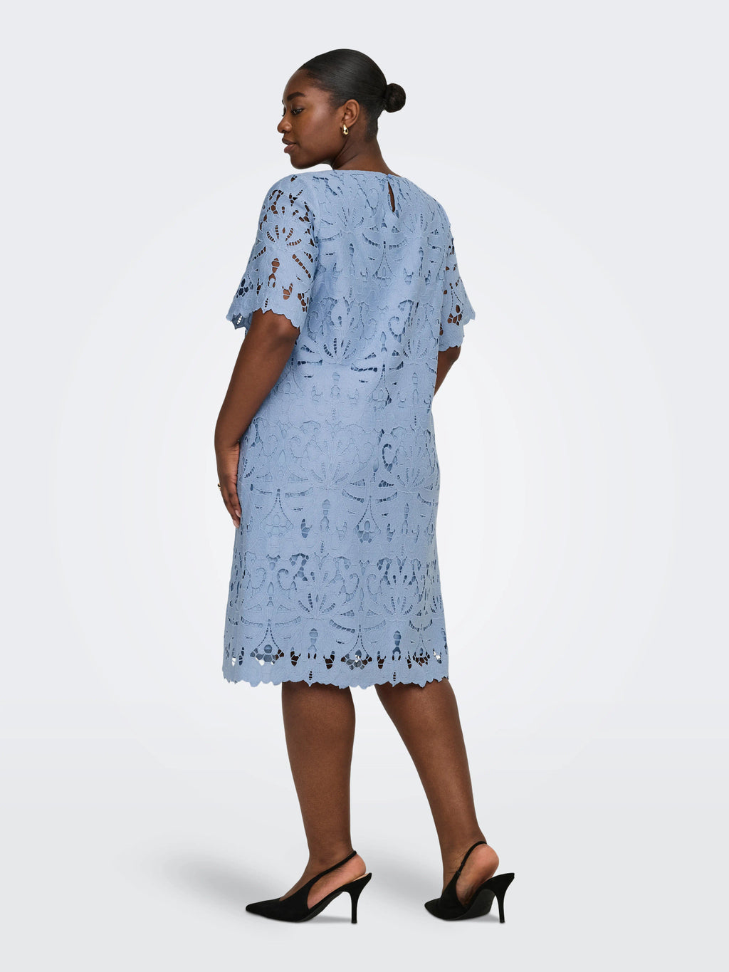 CARGELINA 2/4 O-NECK BLK DRESS WVN