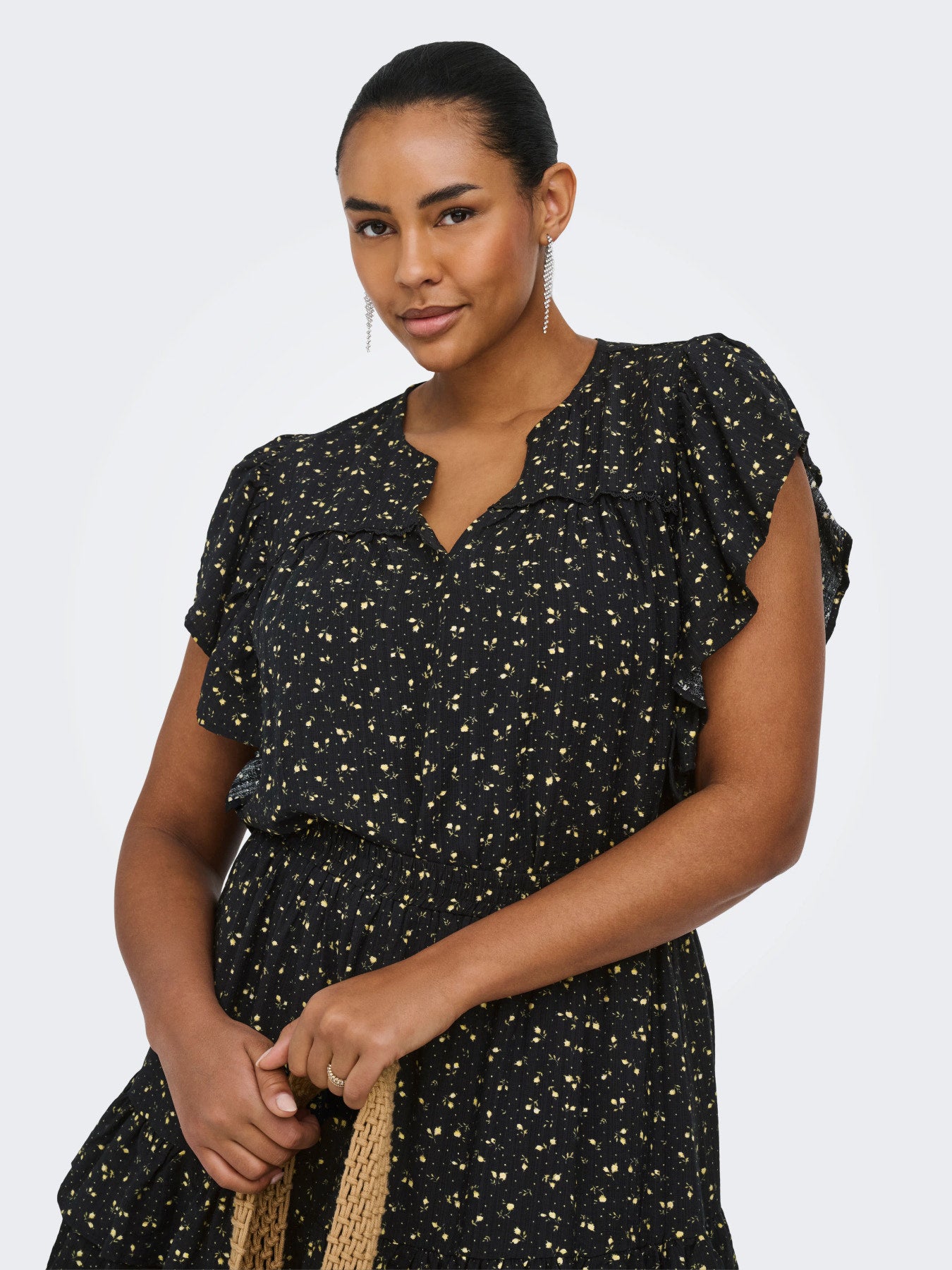 CARALBERTHE S/S V-NECK TOP AOP