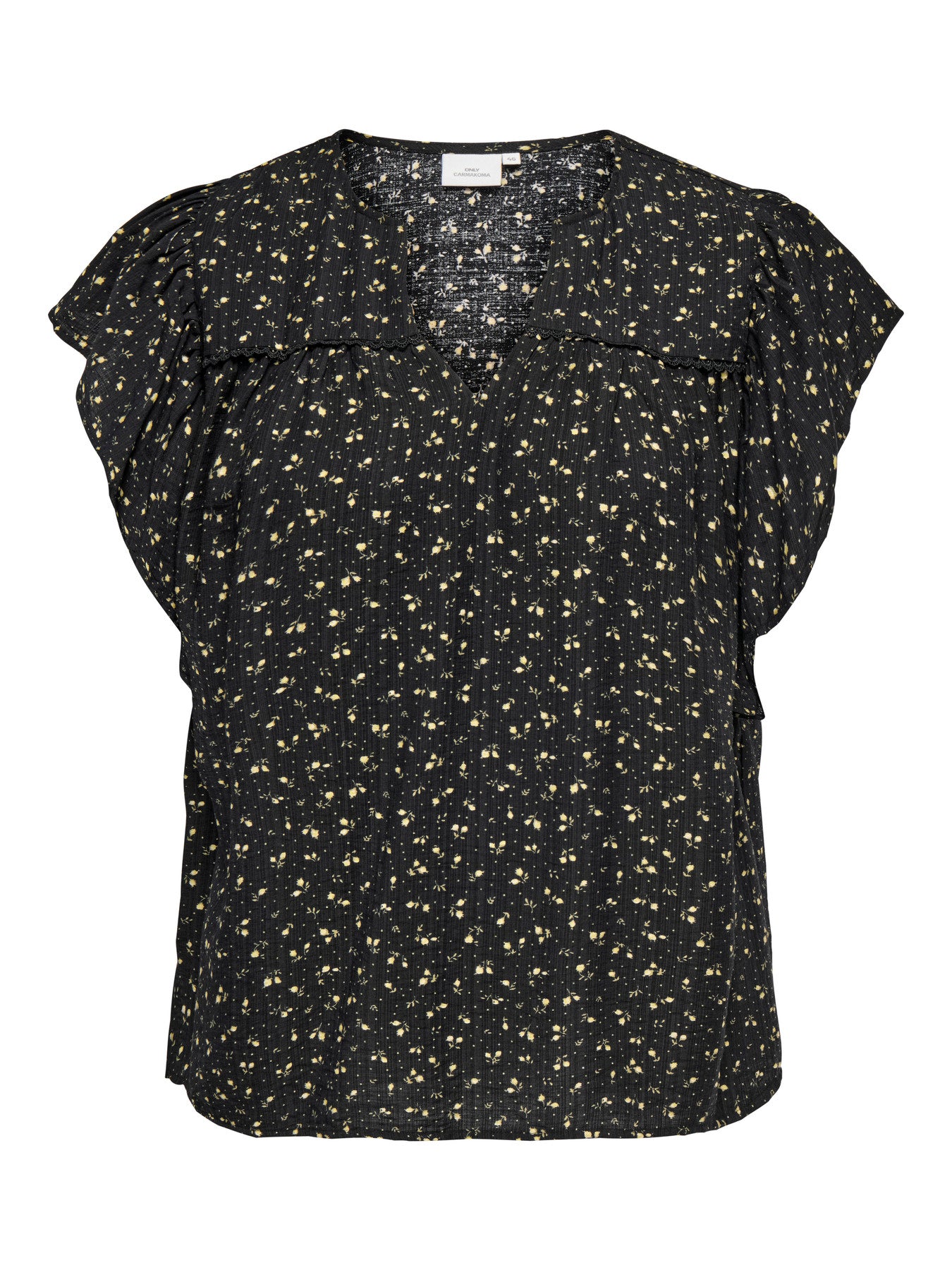 CARALBERTHE S/S V-NECK TOP AOP