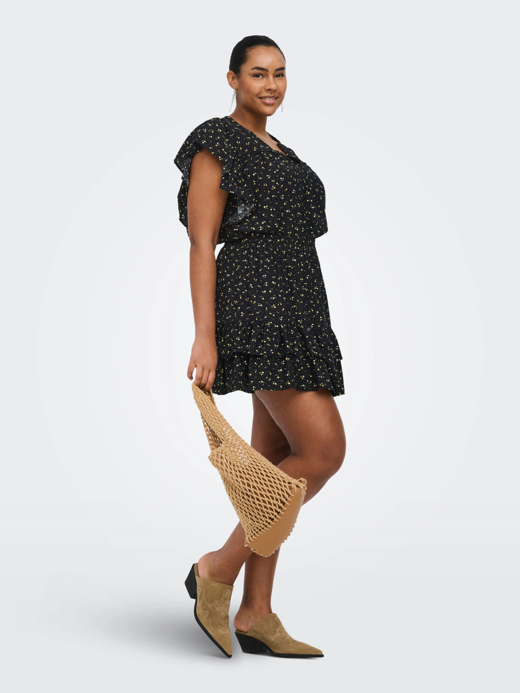 CARALBERTHE S/S V-NECK TOP AOP