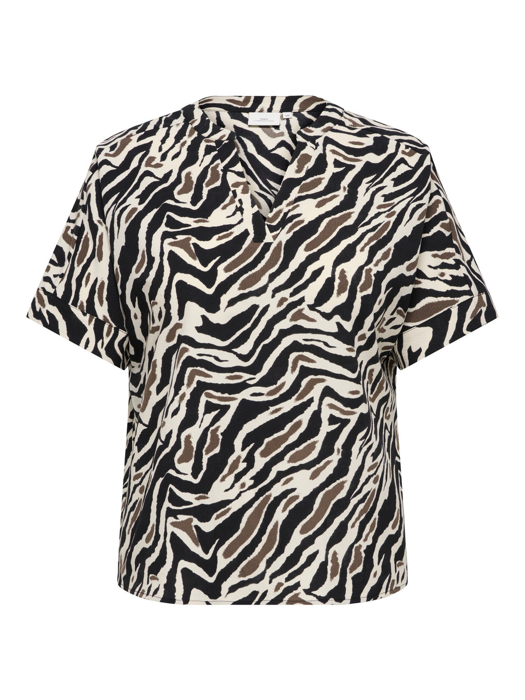 CARELITE S/S V-NECK FOLD-UP TOP AOP