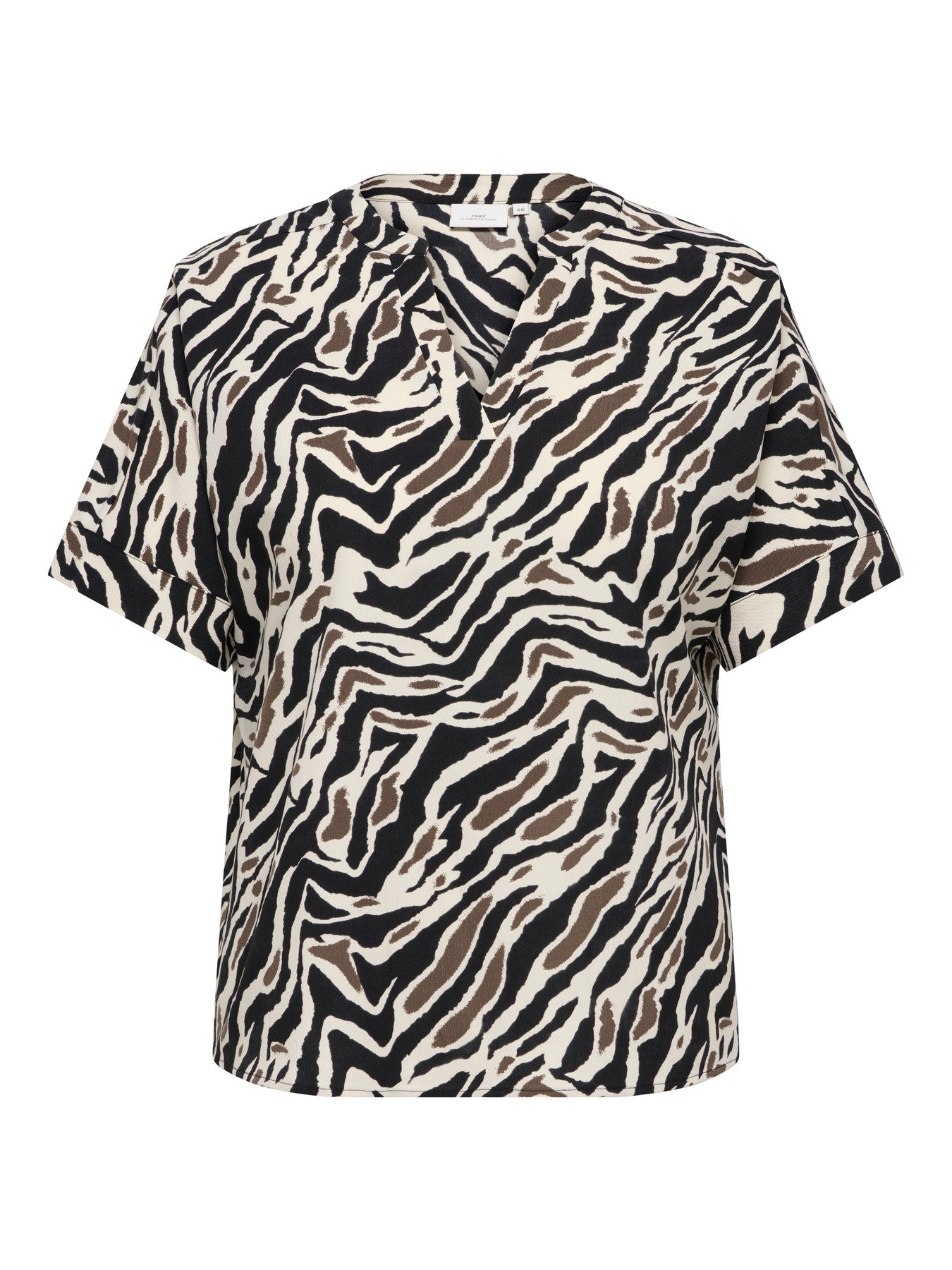 CARELITE S/S V-NECK FOLD-UP TOP AOP