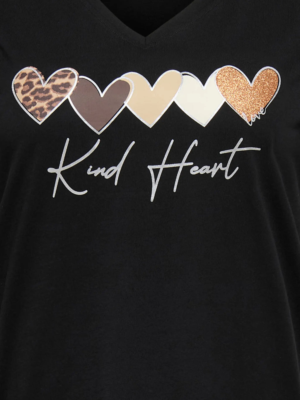 CARMAEBELL S/S V-NECK REG TEE JRS Black Kind Heart