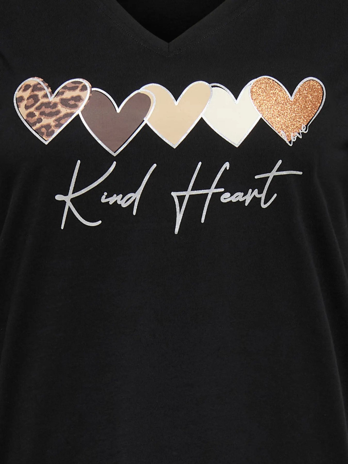CARMAEBELL S/S V-NECK REG TEE JRS Black Kind Heart