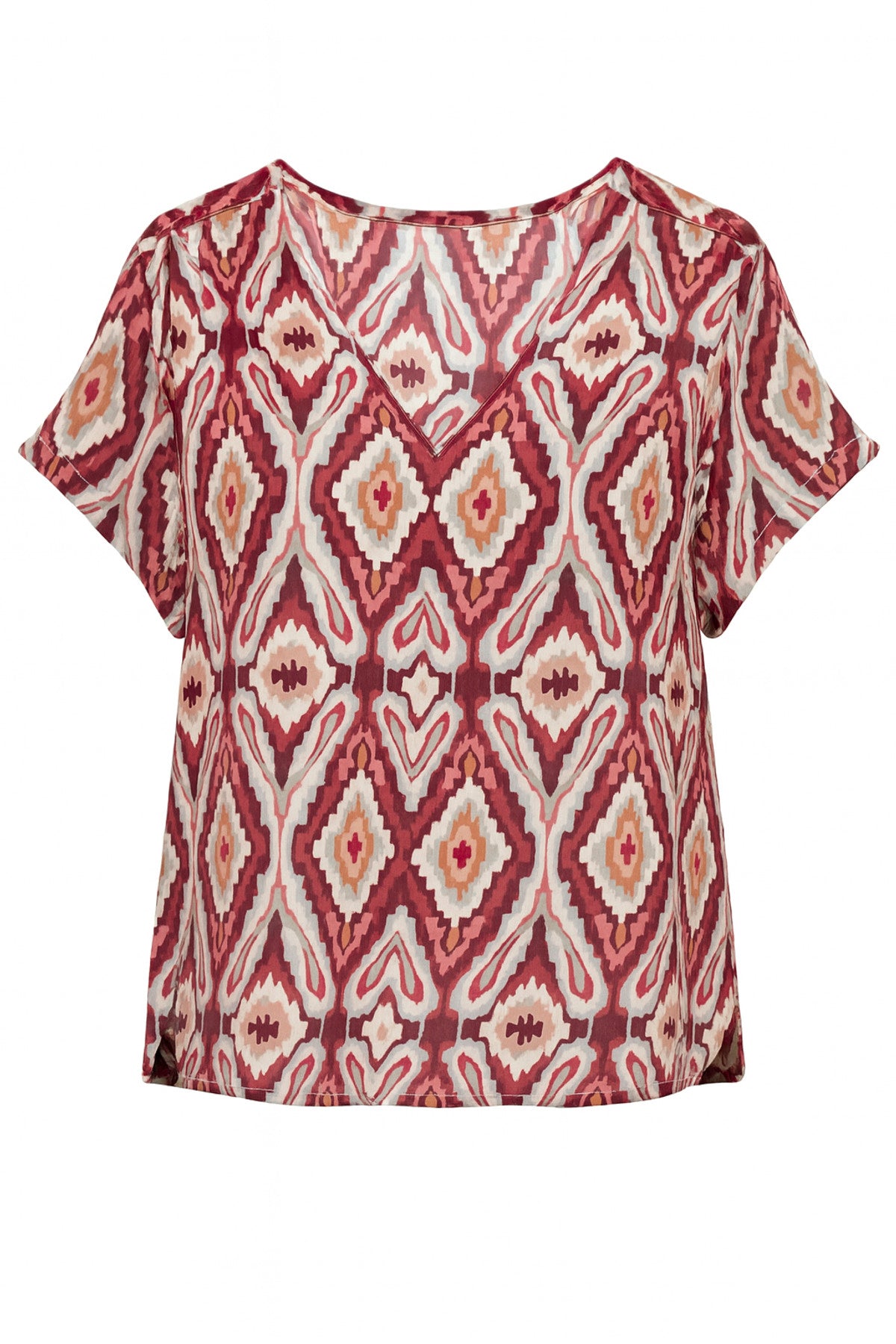 CARBELLY MIKASI SS V-NECK TOP AOP