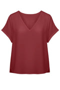 CARBELLY MIKASI SS V-NECK TOP AOP Brick Red